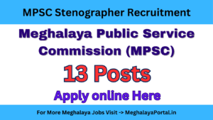 Meghalaya MPSC Stenographer Recruitment 2025 [13 Posts]