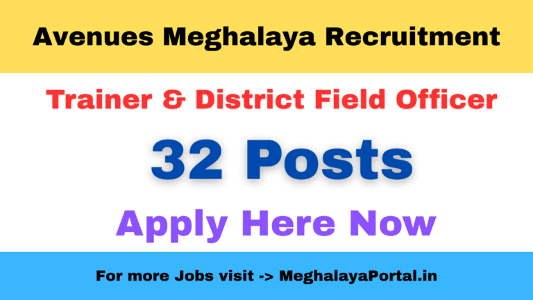 Avenues Meghalaya Recruitment 2025 – 32 Trainer & District Field Officer Vacancy