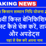 PM Kisan Yojana 20th Installment List: 20वीं किस्त बेनिफिशियरी लिस्ट कैसे चेक करें, तारीख और अपडेट्स