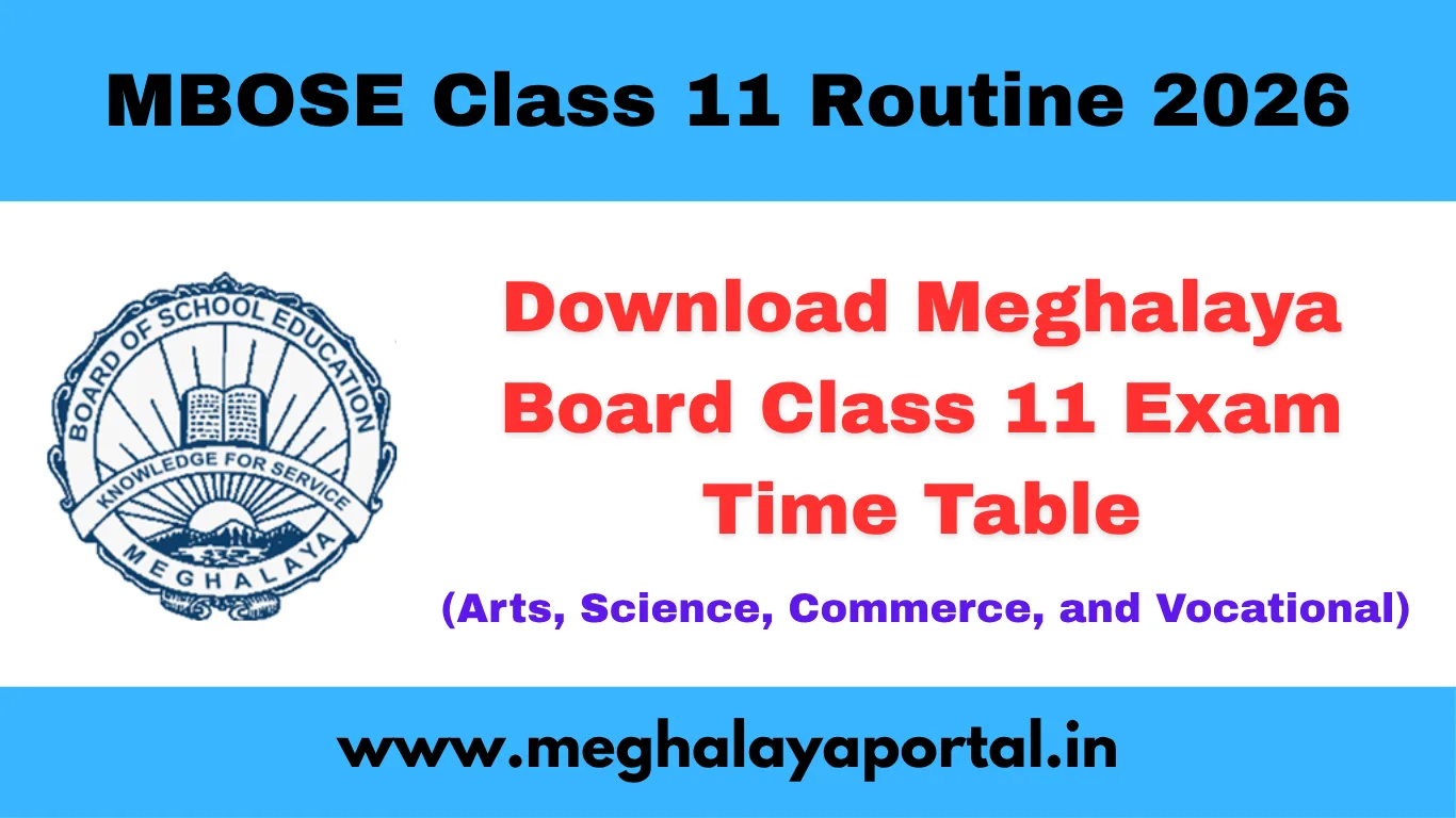 MBOSE Class 11 Routine 2026 Released – Download Meghalaya Board Class XI Exam Schedule (Arts, Science, Commerce & Vocational)