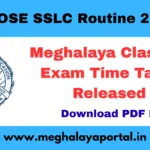 MBOSE SSLC Routine 2026 – Meghalaya Class 10 Exam Time Table