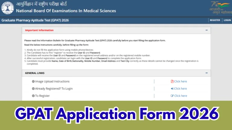 GPAT Application Form 2026 Out: Apply Online for M.Pharm Admission at natboard.edu.in