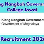 Kiang Nangbah Government College Jowai Recruitment 2026 – Walk-in Interview for Assistant Professor Posts