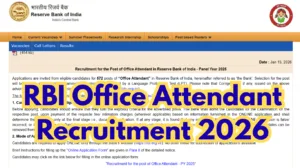 RBI Office Attendant Recruitment 2026