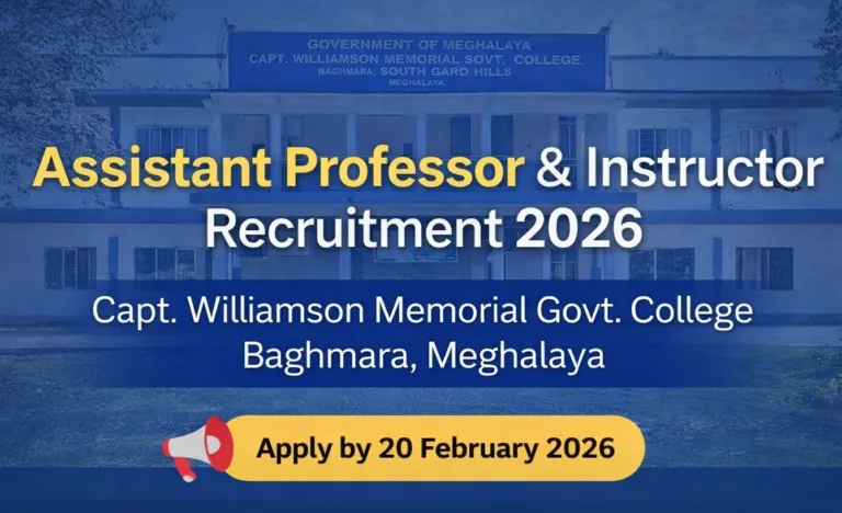 Williamson Memorial Govt. College, Baghmara Recruitment 2026