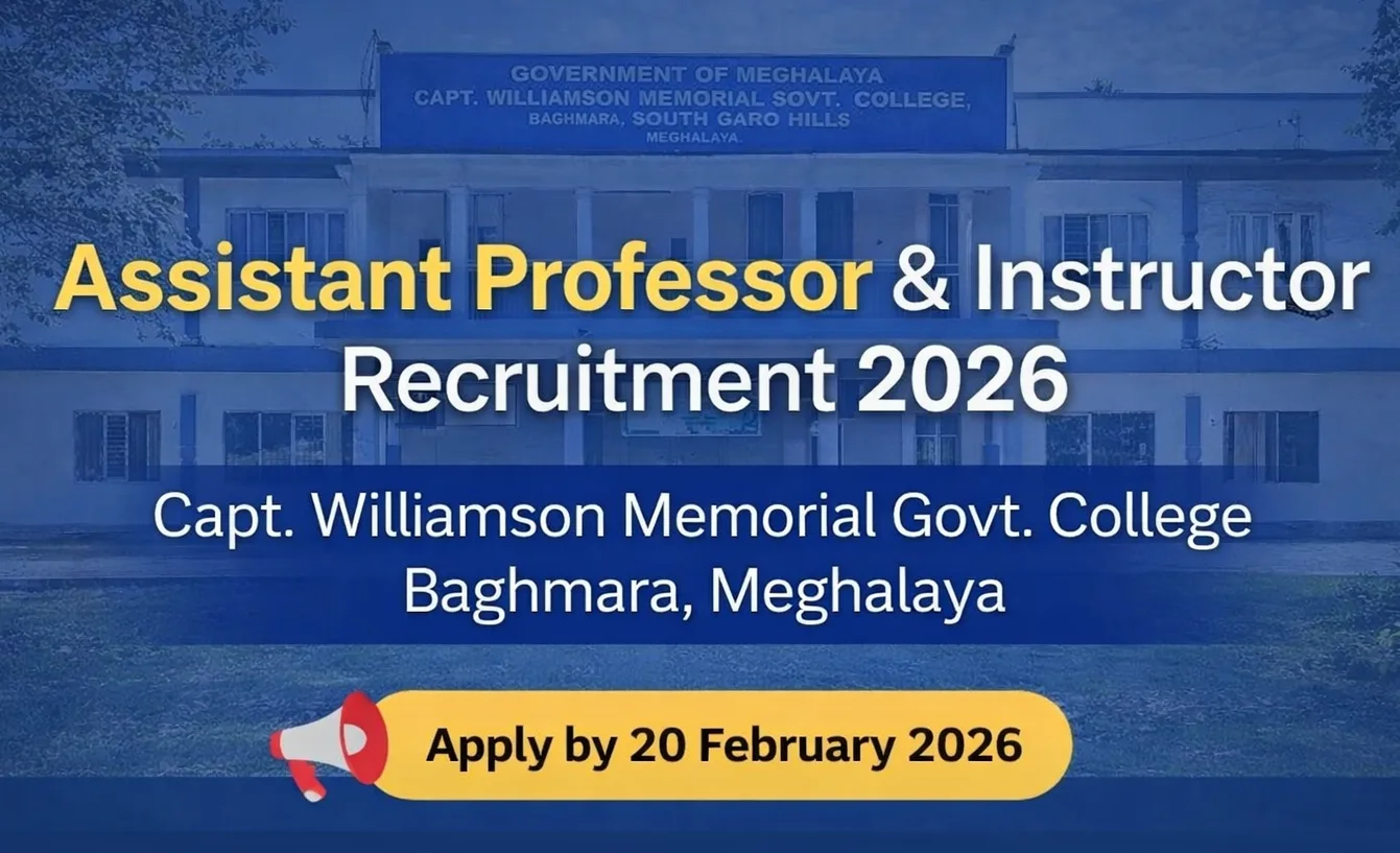 Williamson Memorial Govt. College, Baghmara Recruitment 2026