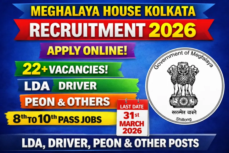 Meghalaya House Kolkata Recruitment 2026 – Apply Online for 22 LDA, Driver, Peon & Other Posts