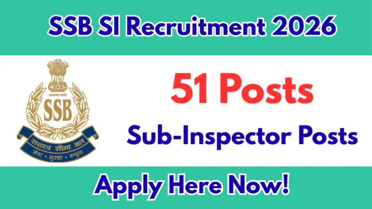 SSB SI Recruitment 2026 – 51 Sub Inspector Posts Apply Online