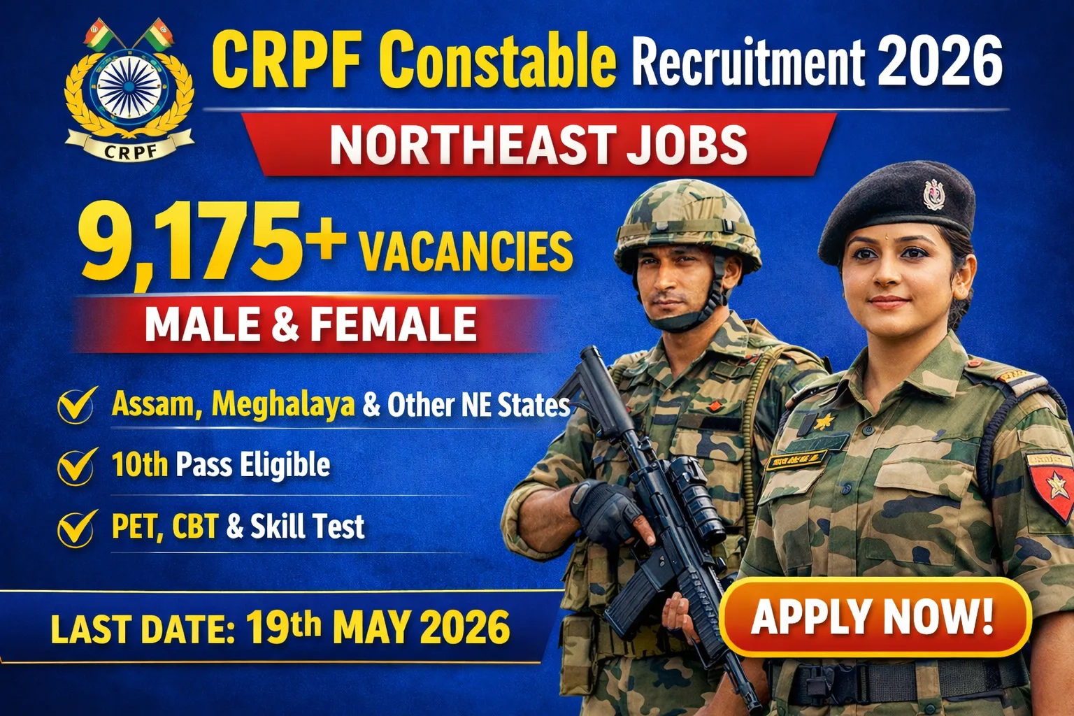CRPF Constable Recruitment 2026 – Apply Online for 9,195 Posts