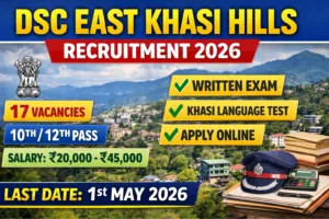 DSC East Khasi Hills Recruitment 2026 – Apply Online for 17 Posts