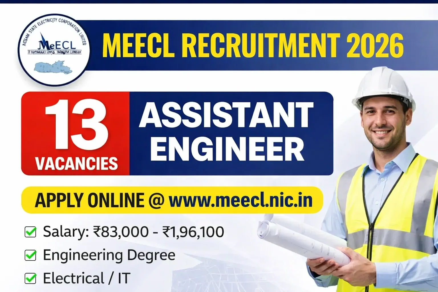 MeECL Recruitment 2026 – 13 Assistant Engineer Vacancies