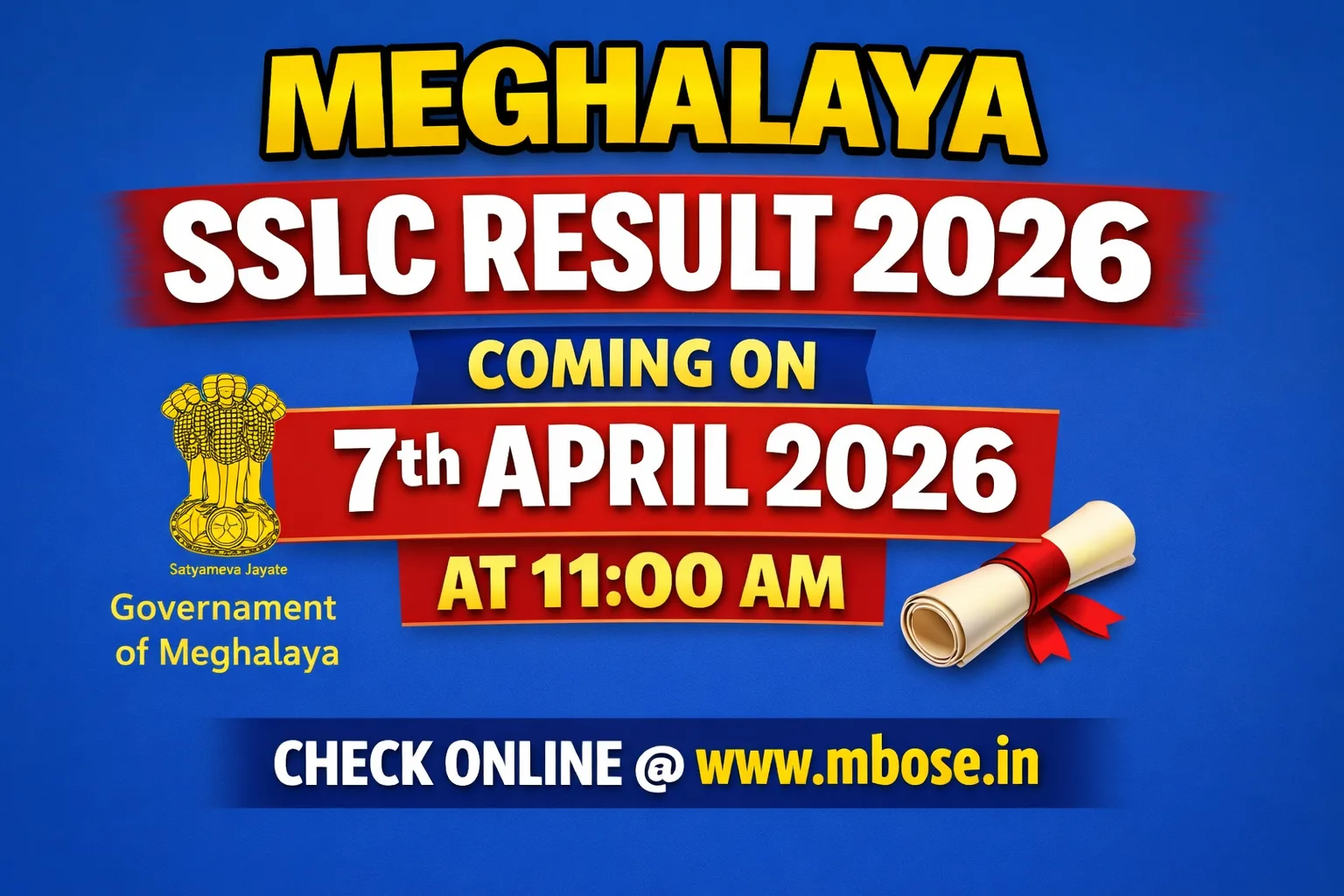 Meghalaya SSLC Result 2026 – Check MBOSE Class 10 Result on 7 April