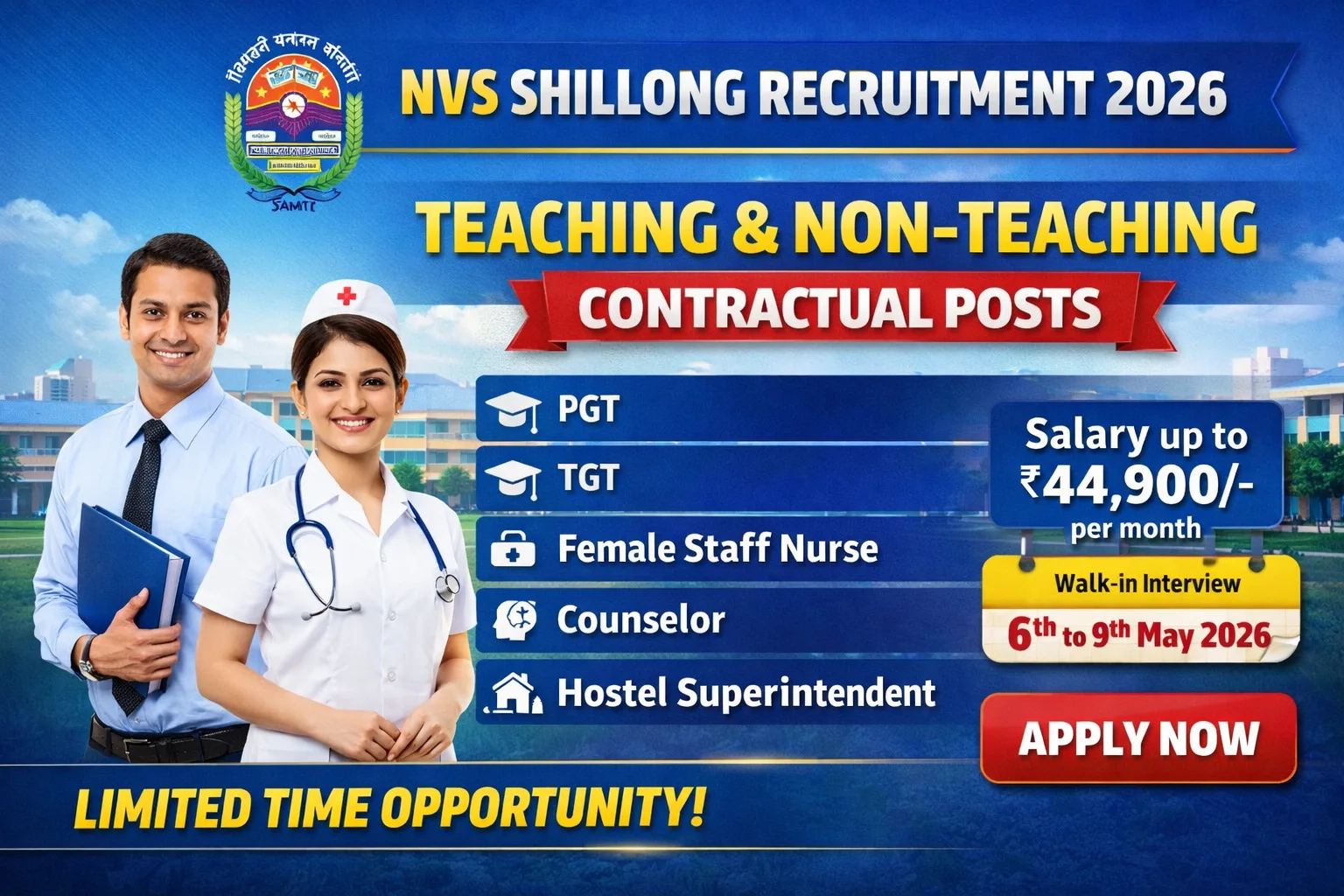 NVS Shillong recruitment 2026