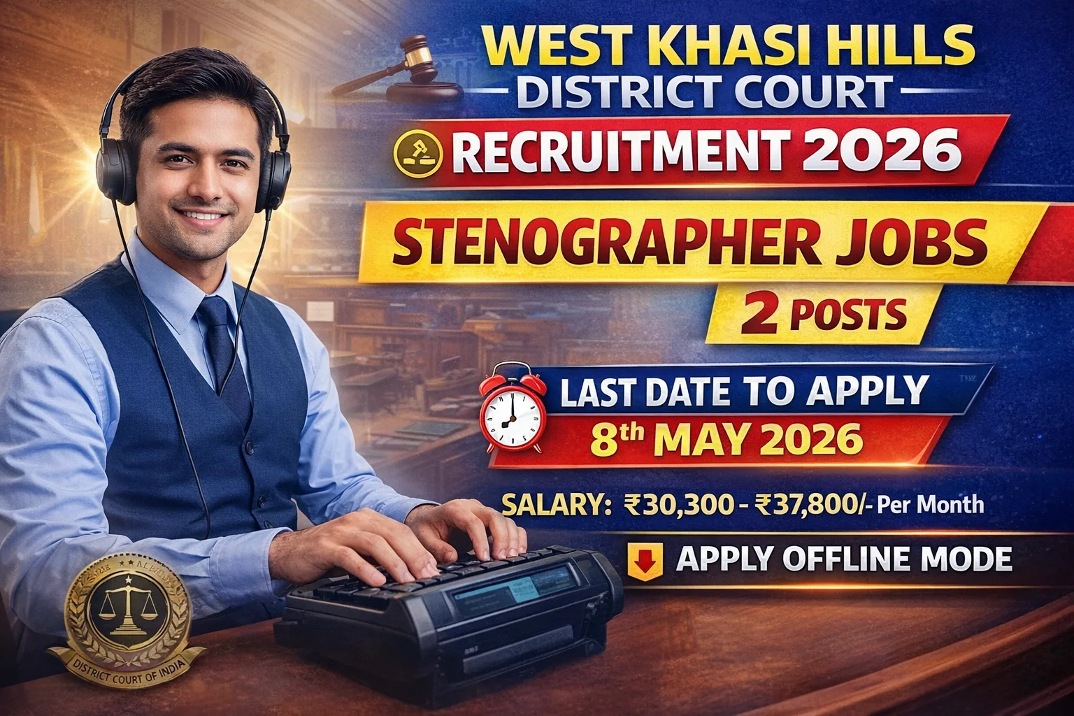 West Khasi Hills stenographer recruitment 2026